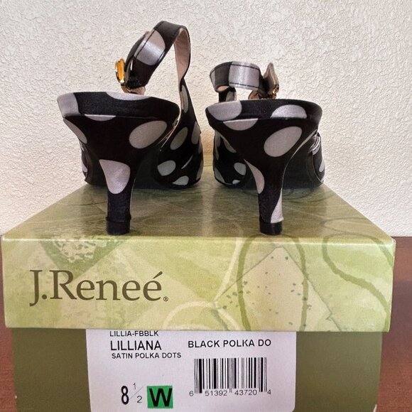 J. Renee Black & White Polka dot satin shoes 8.5W - Picture 2 of 6